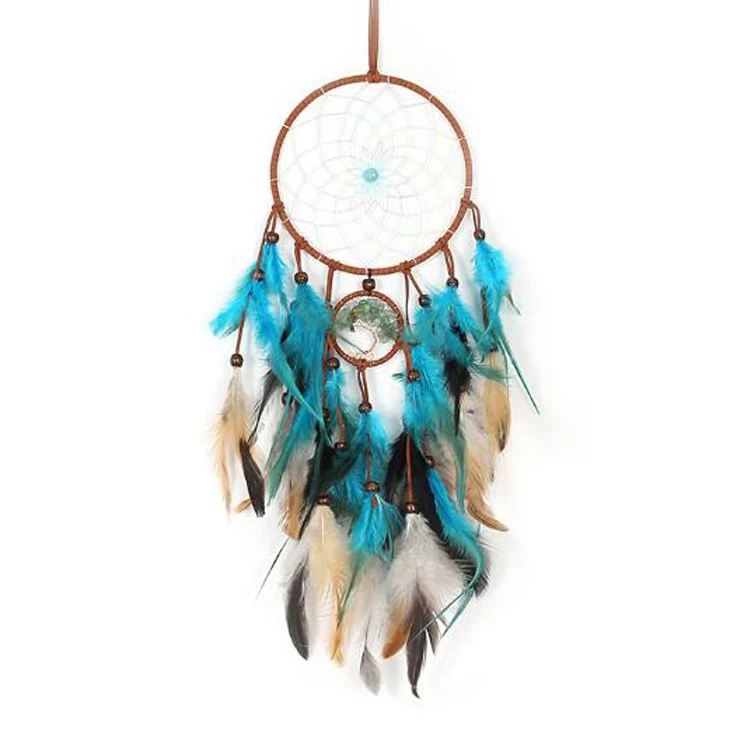 Traditional Turquoise Dreamcatchers Handmade Feather Wall Hanging Decoration Wholesale Dream Catchers