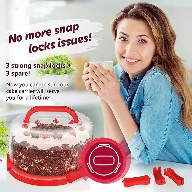 Cake Carrier & Server- Portable Locking Pretension Storage Container Box, Cupcake Carrier Case