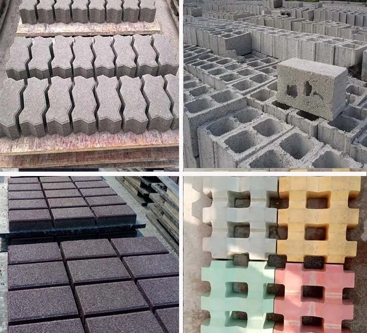 Small scale simi automatic hollow cement brick making machinery concrete mixing block making cement blocks producing machines