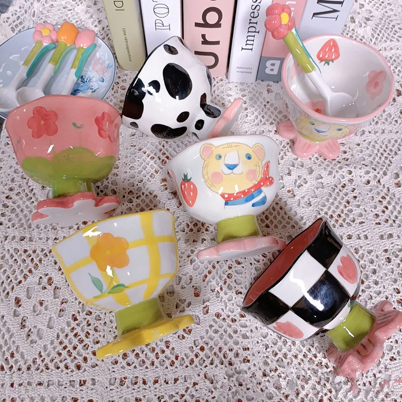 MSH Factory Direct Sales Custom Creative Ice Cream Ceramic Cup Lovely Home Ceramic Dessert Bowl