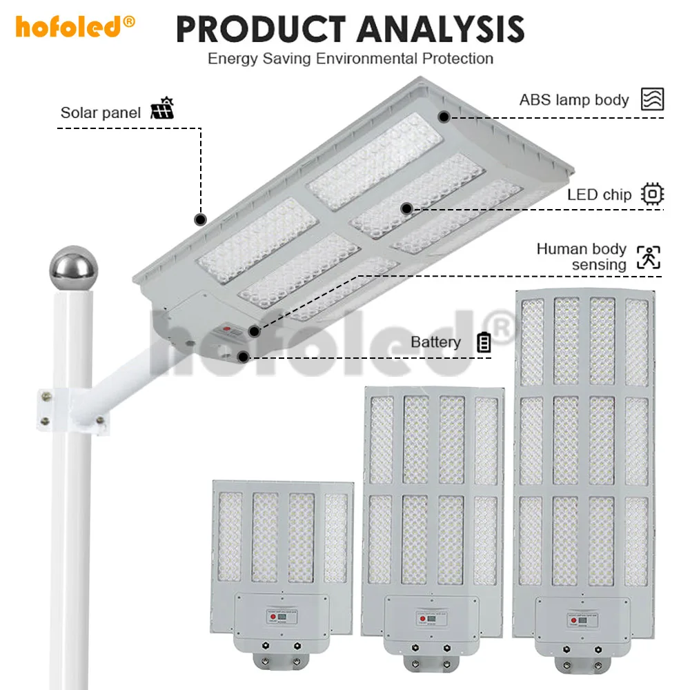 Hofoled Wholesale 2000W 3000W Outdoor Lighting Remote Control Courtyard All in One Integrated 1000W Solar Street Light