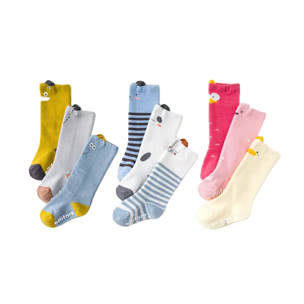 
Wholesale Colorful Cute Animal Pattern Anti Slip Cotton Baby Girl Boy Knee High Socks Baby Socks Cartoon 