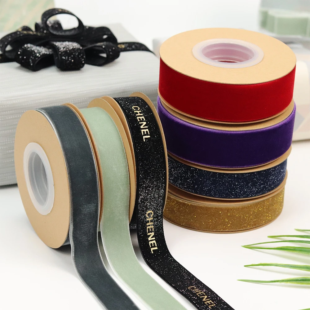 Hot Selling Single Face Silk Velvet Ribbon 6mm-50mm Width Wholesale Ribbon Custom Logo for Gift Wrapping and Crafts