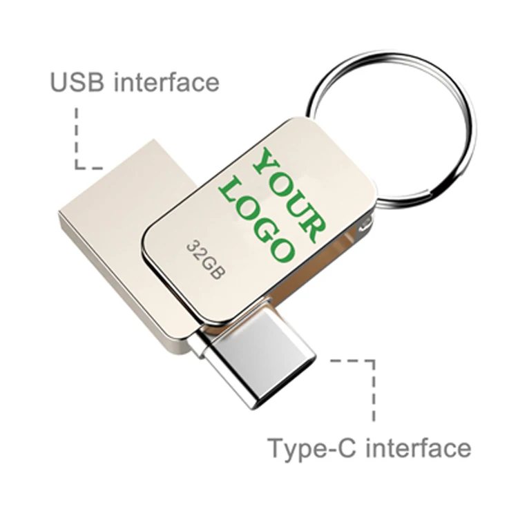 2 in 1 MINI Type c USB2.0/USB3.0 Metal UDP USB C Flash Drive Customized LOGO Memory Stick 4GB 128GB Type c mini Memory Stick