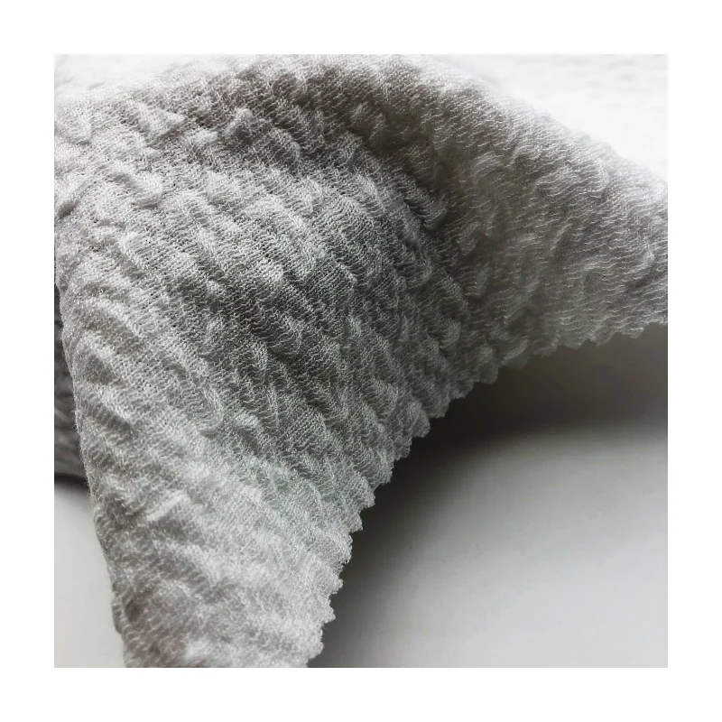 Factory direct wholesale soft hand feel and warm 235GSM 95%P 5%SP double layers crepe jacquard knitting fabric for dress coat