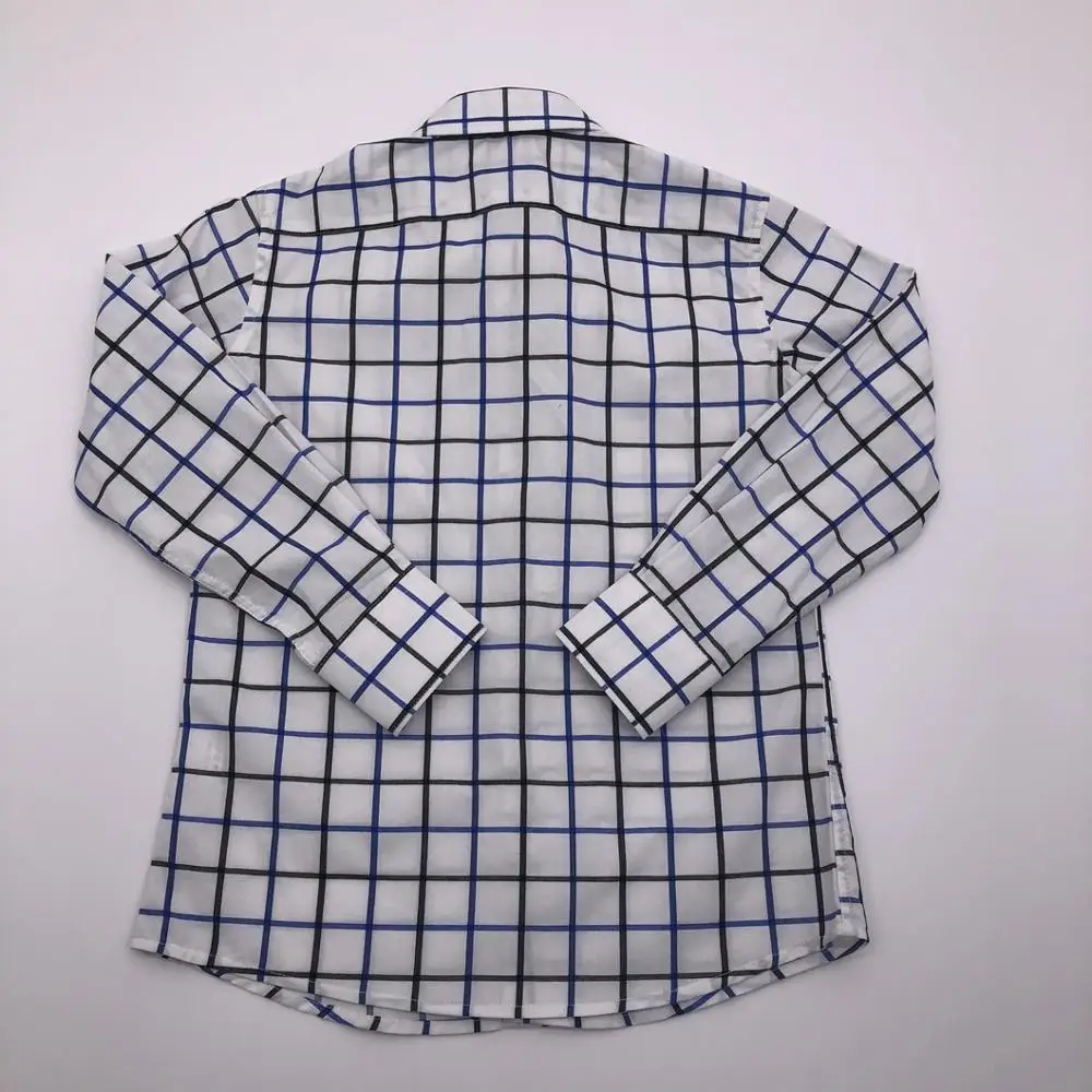 High Quality Custom 100% Cotton Long Sleeve Turn Down Collar Casual Plaid Shirt For Boys
