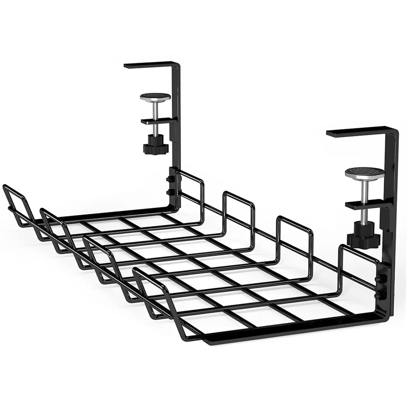 home Office No Drill Table adjustable Wire Under Desk Cable Cord Management Tray Organizer Holder rack for Desk with Clamp
