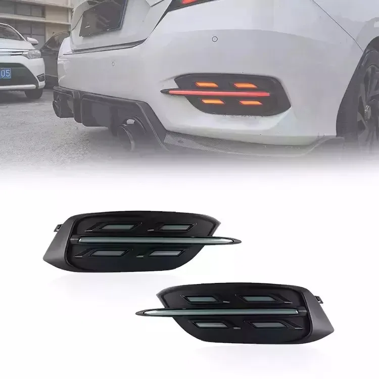 Auto Accessories Fit For Honda Civic 2016-2021 Fog Driving Brake Turn Signal Tail Lamp Led Rear Bumper Light Tail Brake Lamp