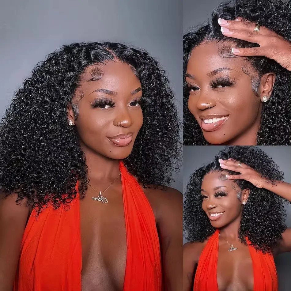 Cheap Hot Sales Short Bob Pixie Cut HD 13X4 13X6 Lace Frontal Closure Wigs Deep Curly Peruvian Virgin Human Hair Black Women Wig