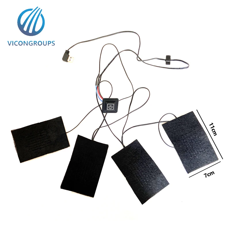 5V 7.4V Thermostatic electric jacket carbon fiber heating element for clothing