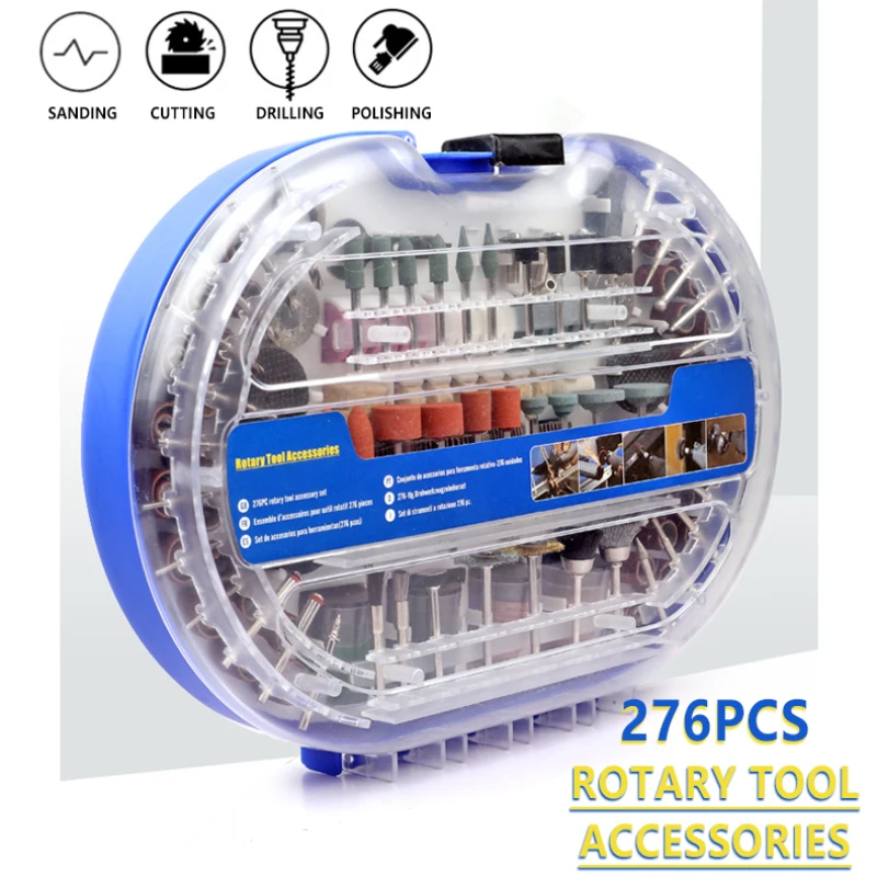 276 Pieces Mini Electric Drill Bit Kit Abrasive Rotary Tool Accessory Set for Dremel Sanding Polishing Cutting Engraving Tool Bi