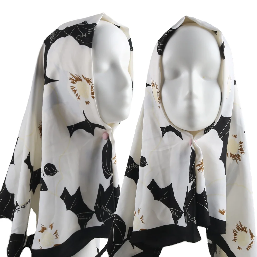 43 Designs 90X90CM Muslim Women Flower Printed Square Hijabs Scarf Printing Hijab Silk Feel Scarves Shawl Square Tudung Shawl