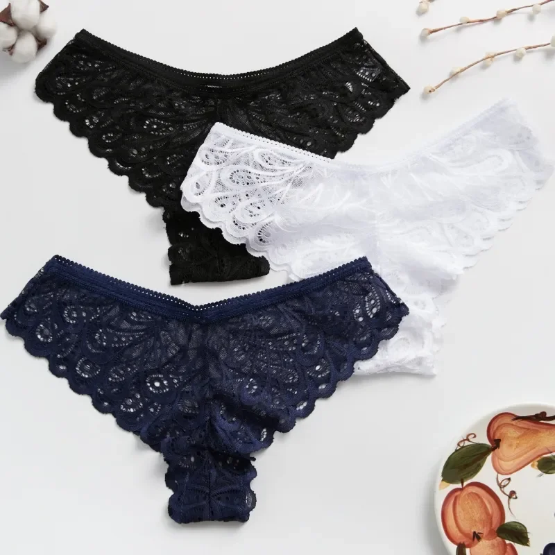 Lady Briefs S-L Size Sexy Panties Lace Intimate Women Lingerie Thongs Solid Underwear Fashion Underpants Breathable G-string