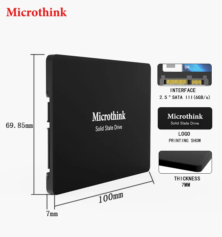 Microthink wholesale 64GB 120GB 128GB 240GB 256GB 480GB 512GB 1TB OEM Solid State Drives Sata 3 Hard Disk Drive 2.5 Inch Ssd