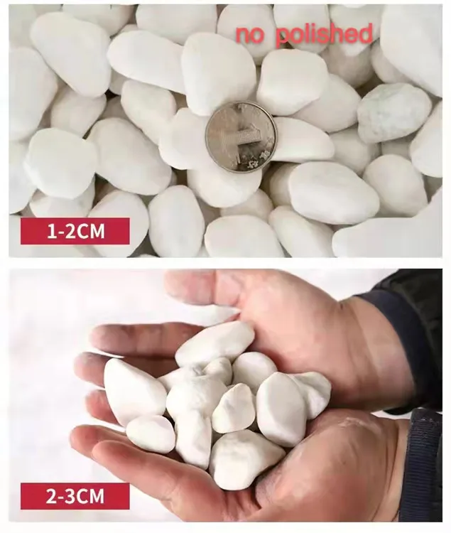 AAA GRADE landscaping stone tumbled snow white pebbles for gardens walkway pathways