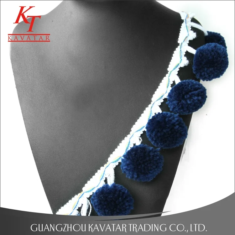 
Kavatar Wholesale Multi Colors Sewing Hats Craft pompom Mini Bobble Ball Fringe Braid Lace Trimming 