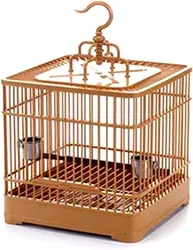 Square Bird Cage with Feeder Plastic Hanging Bird House Carrier with Hook for Small Birds Parakeets Finches Cockatiels