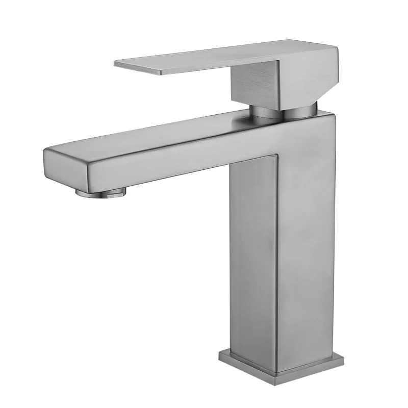 Single Handle Matt Black SUS 304 Stainless Steel Bathroom Basin Sink Tap Faucet