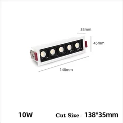 Modern Energy Saving Office  Multiple Heads Aluminum Down Light 20W LED Grille Linear Lamp Ceiling Recessed Grille Light Led