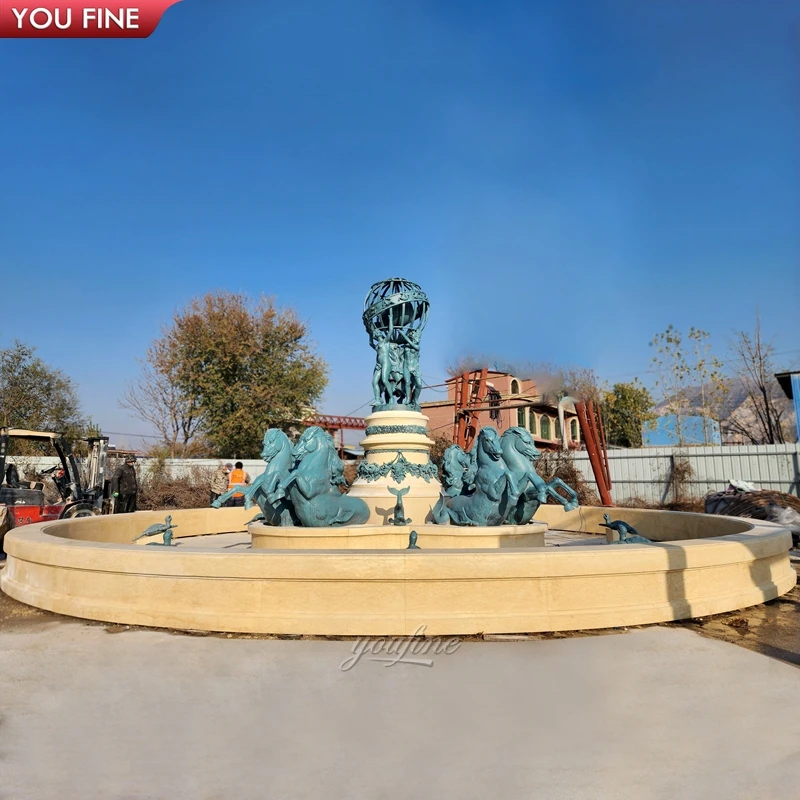 Outdoor Garden Classic Large Antique Bronze Horse Water Fountain