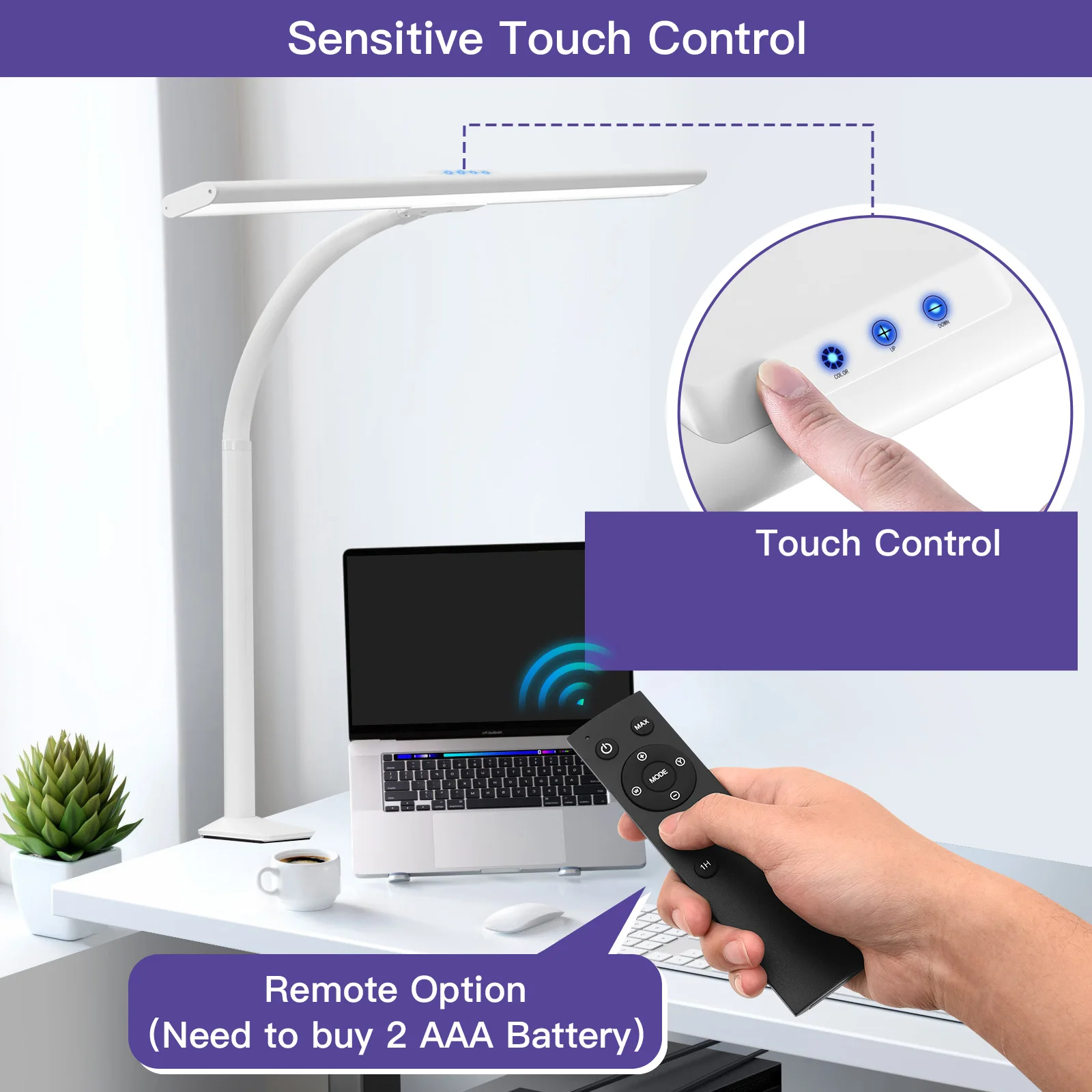Architect gooseneck LED Desk Lamp Wide Office Light Large Bright  Dimming for Workbench Studio Monitor Computer