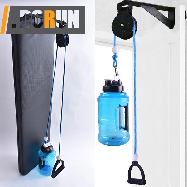 Pulley System Gym - Cable Pulley Machine Includes D-handle,Bottle Weighte Cable Attachment with Door Anchor