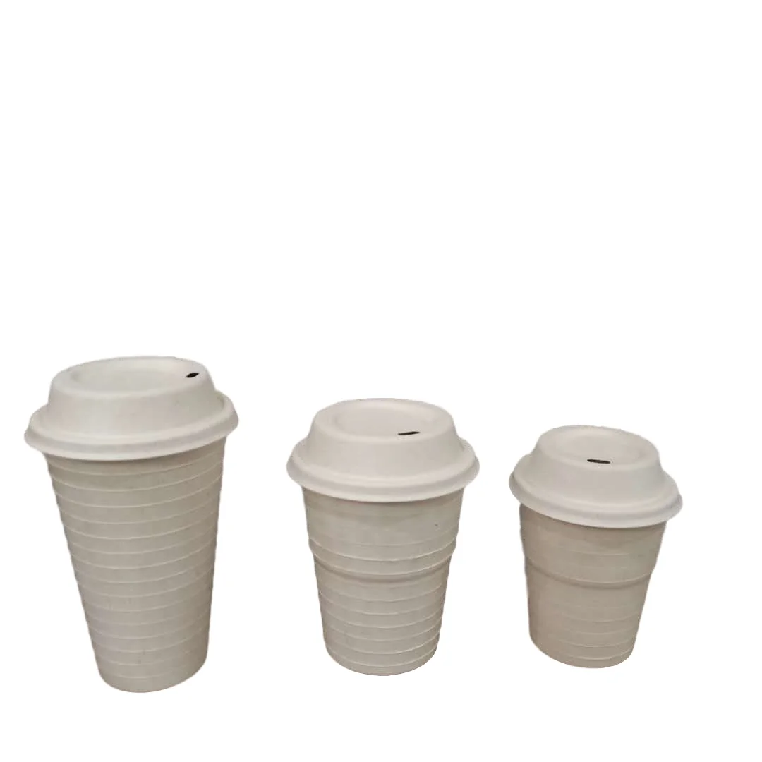 Compostable  Bagasse Cup  Biodegradable disposable  Bagasse  Paper  Coffee Cup with lid