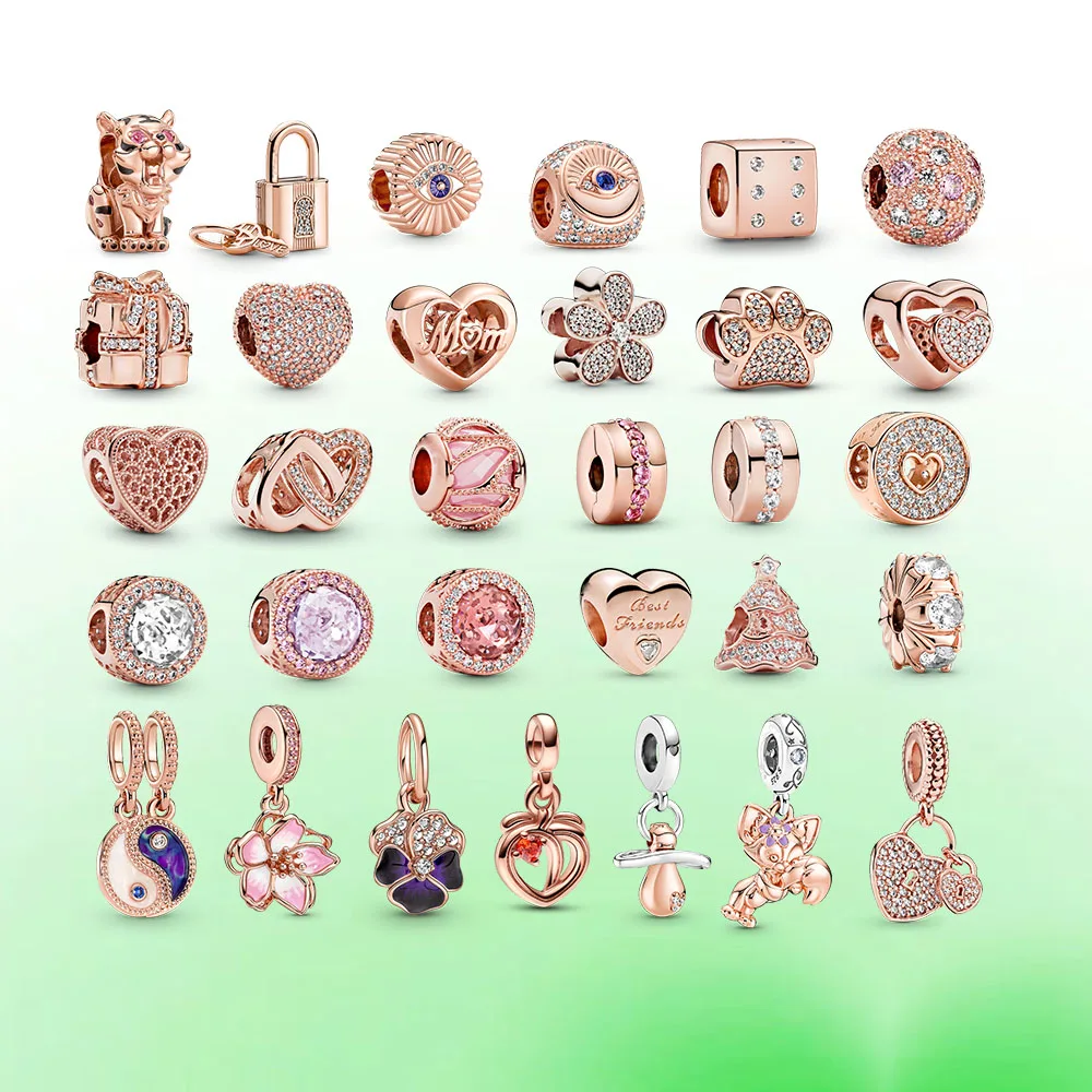2023 New Necklace Opal Rose Gold Heart Pearl Pendant Flower and Love Pendant Margarita Rabbit Charm DIY bracelet