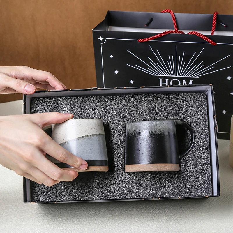 Wholesale vintage matte cafe drinkware custom stoneware mug gift ceramic coffee cup set latte coffee mug