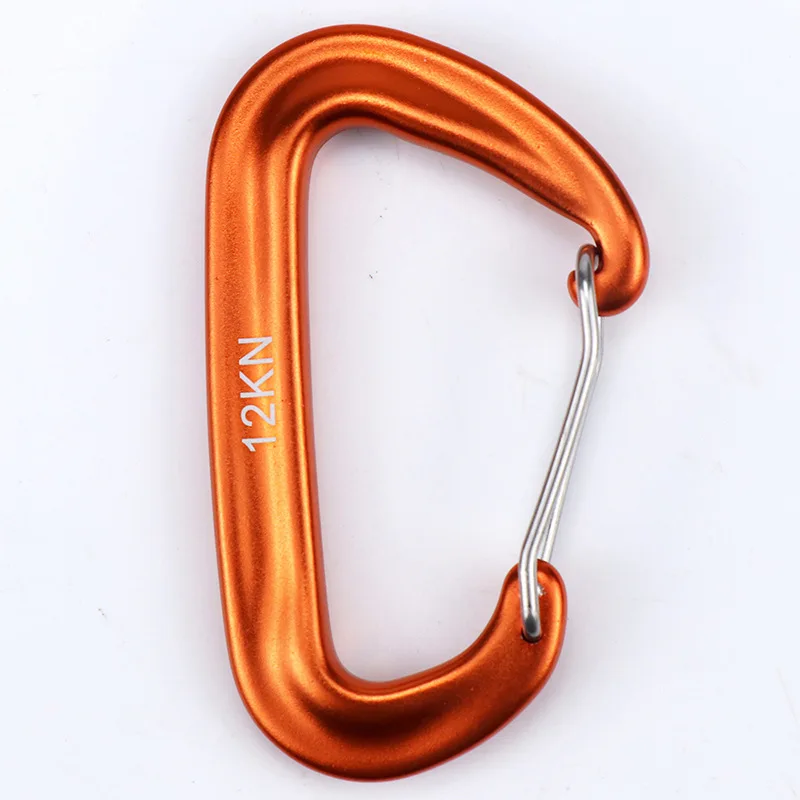High quality 12KN 7075 aviation aluminum d-type hook climbing carabiner