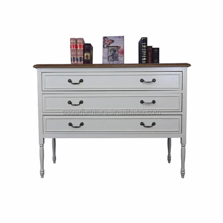 Classic French Furniture Solid Wood White Painted Drawer Chest