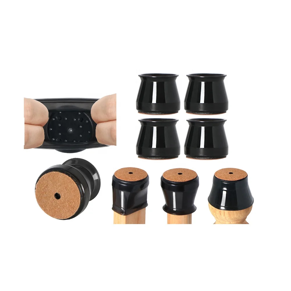 16pcs Factory Supply Furniture Moving Kit No Noise Felt Floor Protector Self Adhesive Felt Furniture Pads Black