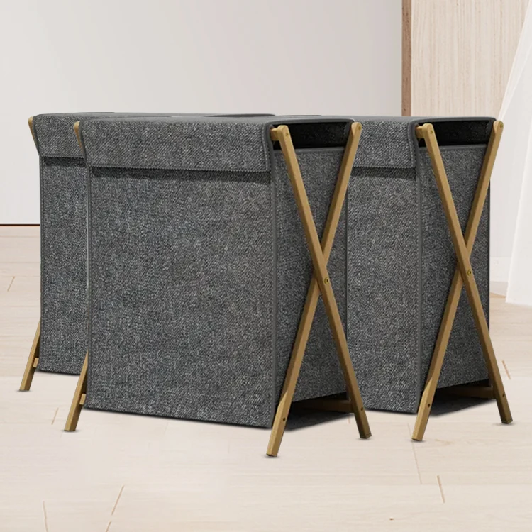 Naduo Collapsible Laundry Hamper Bamboo Foldable Laundry Basket with Lid and Handles