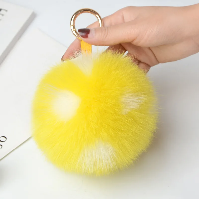 soft 15cm real fox fur ball real fox fur pom pom keychain