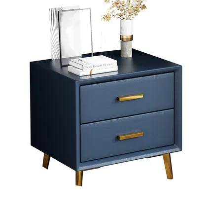 Bedside table light luxury bedroom simple modern leather bedside table high-end small gray blue