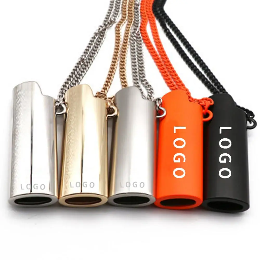 
Popular factory direct sell new gold necklace necklace hip hop lighter case cover holder men necklace with Brand Logo 