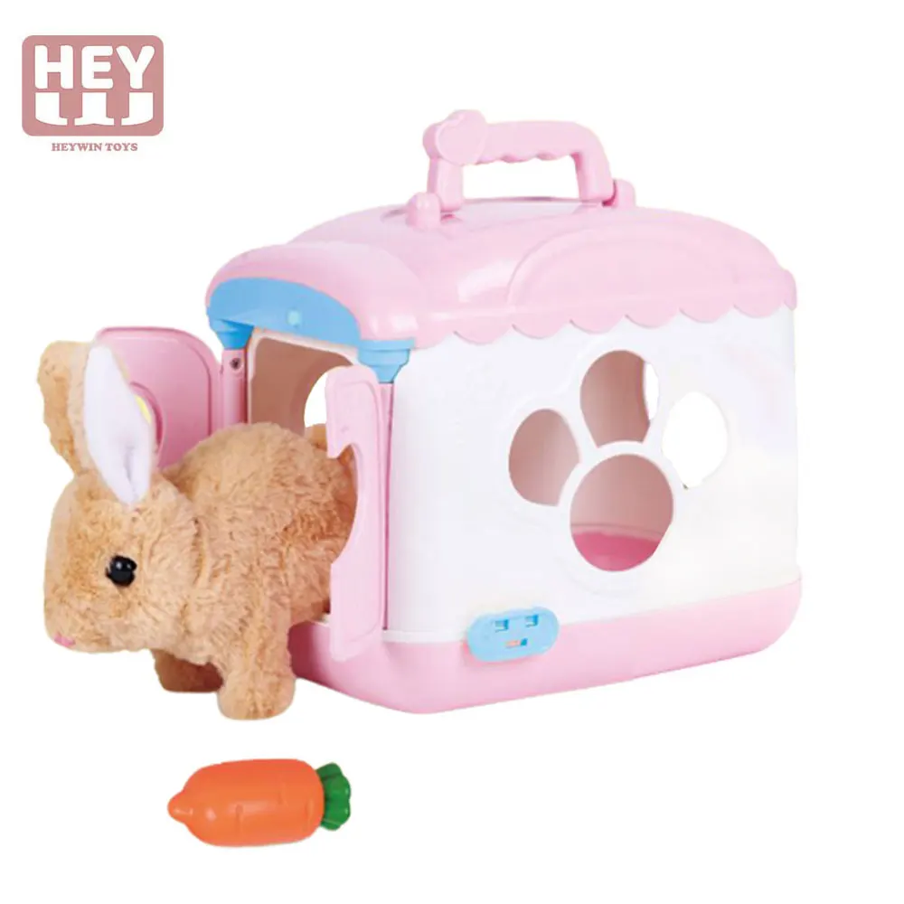 HEYWIN Plush Rabbit Toys for Kids,  voice control Stuffed Bunny with Electric pet cage best gift for children birthday (933-26E)