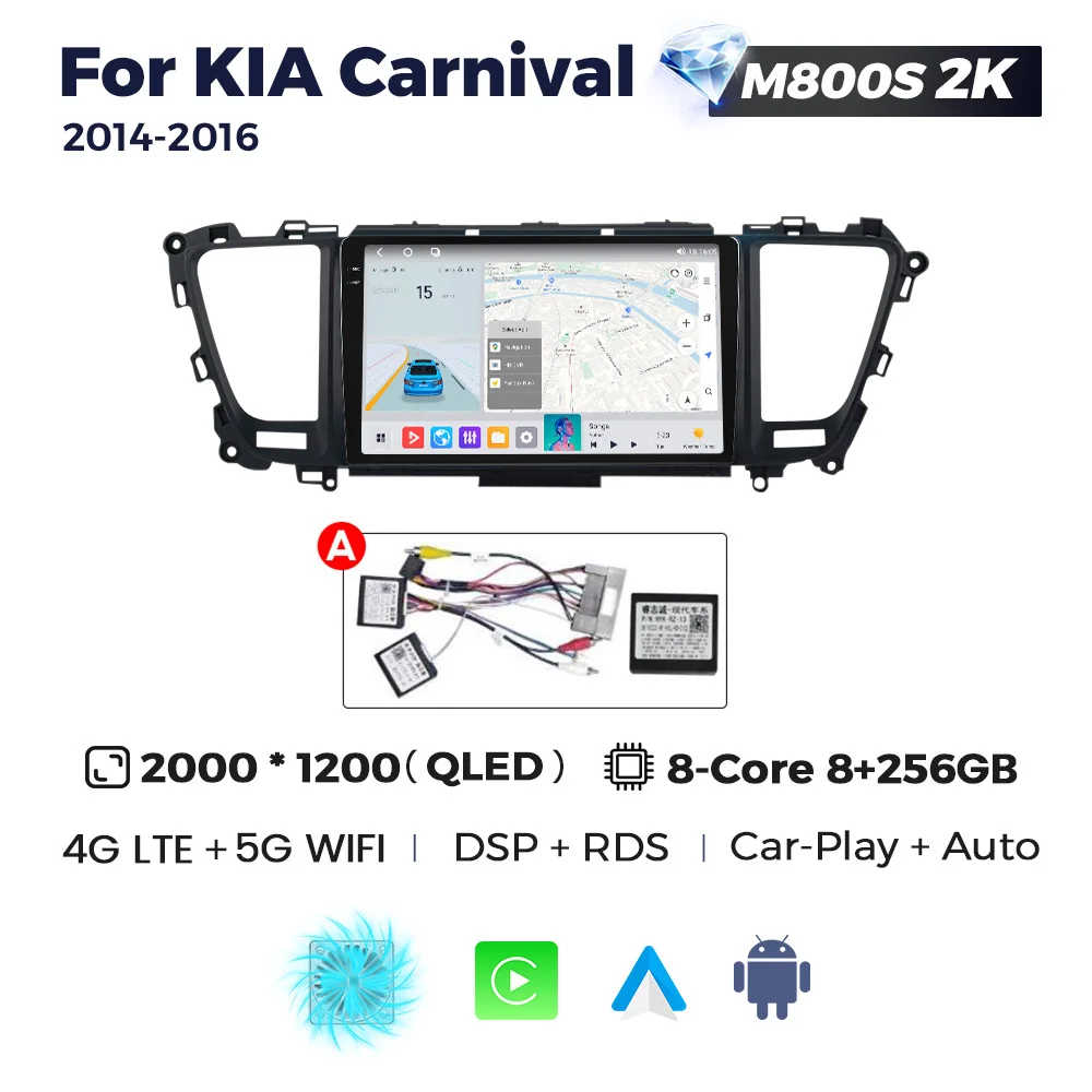 MEKEDE MS Автомобильный мультимедийный 8 + 256 ГБ WiFi 4G LTE 360 камера GPS навигация для KIA Carnival 2014-2020 Вентилятор охлаждения