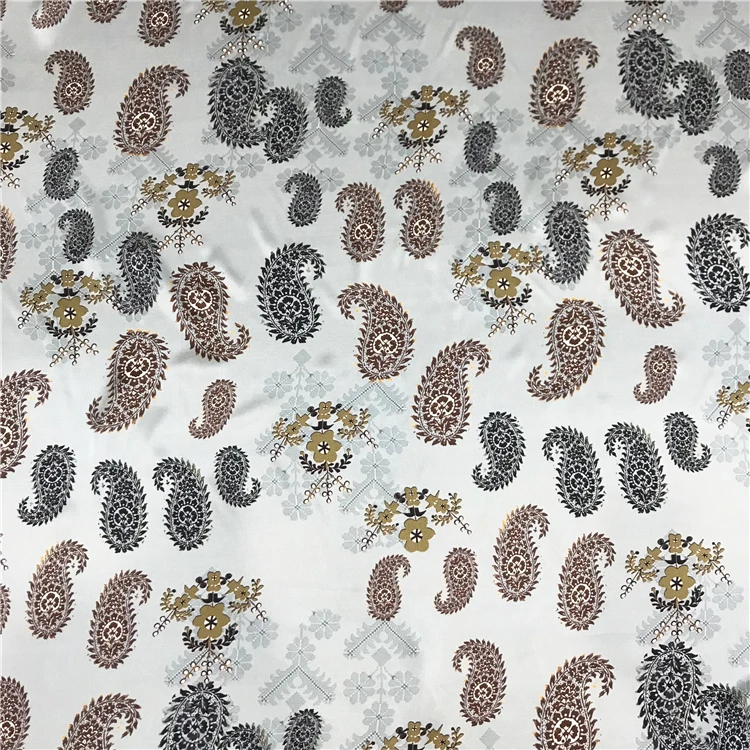Printed Paisley Pattern Pure Silk Fabric Silk Satin Fabric 12mm Satin Fabrics