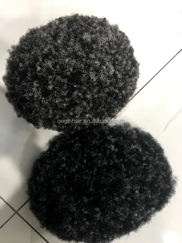 Wholesale toupee replacement system Unprocessed lace base 100% Virgin Human Hair mix grey color afro toupee for black man