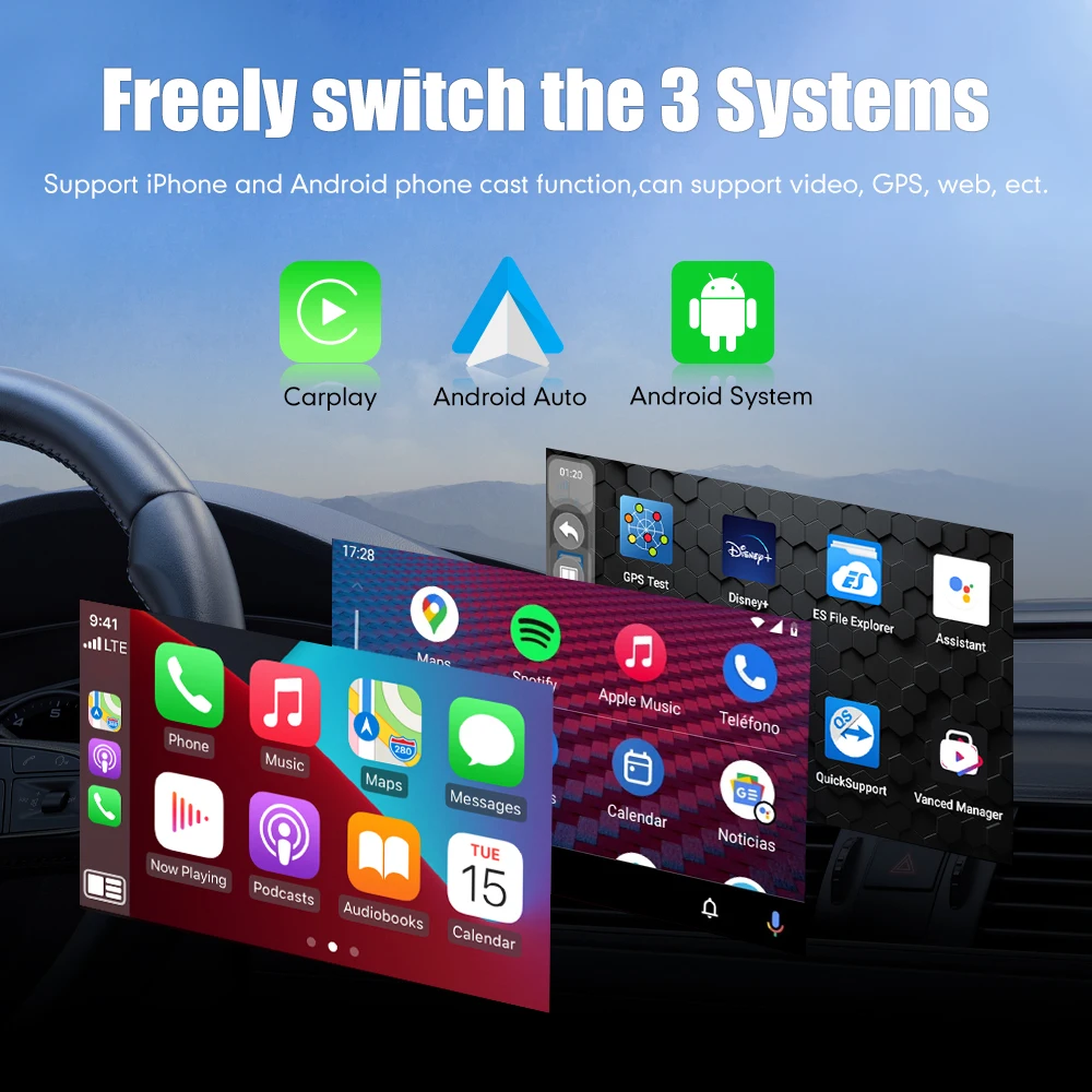 Wired to Wireless Android Auto Carplay AI Box Wireless Android Auto Adapter Carplay Dongle Bluetooth WIFI Plug And Play