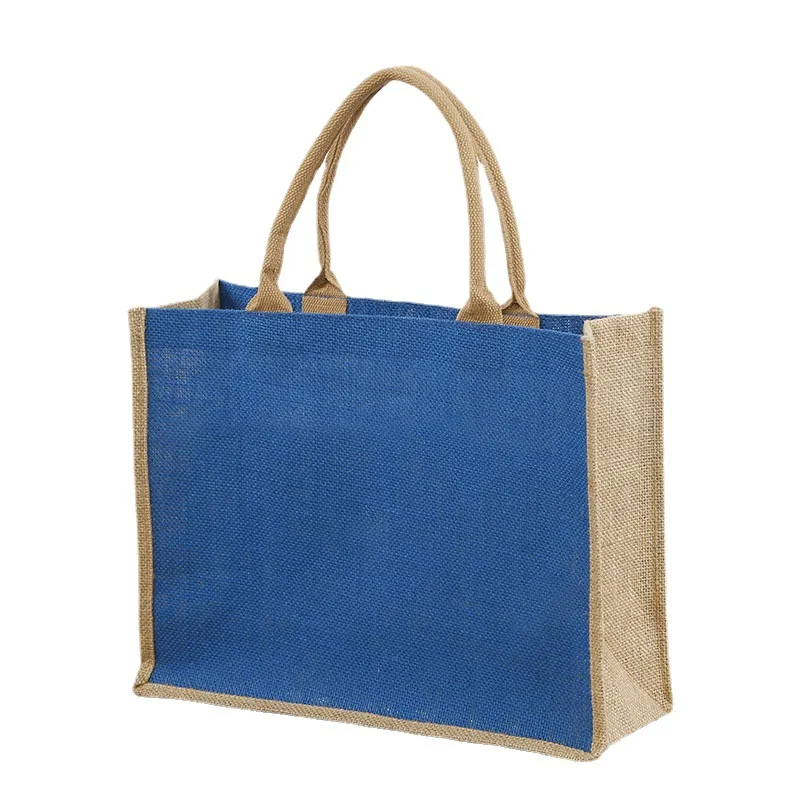 Eco Custom Printed Dyed Colored Burlap Handbag Grocery Reusable Shopping Jute Tote Bag