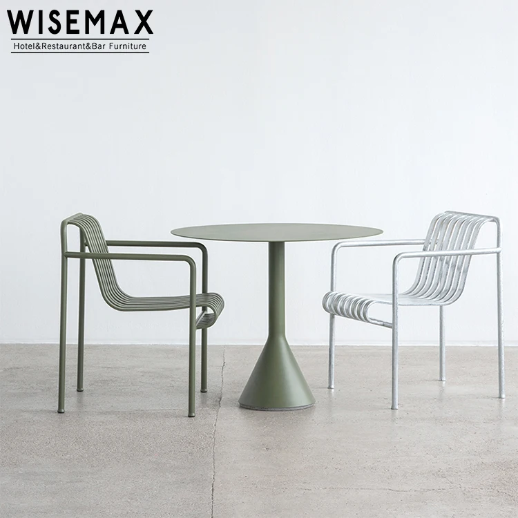 WISEMAX FURNITURE New design Modern outdoor garden patio leisure metal leg dining table and chairs set for restaurant
