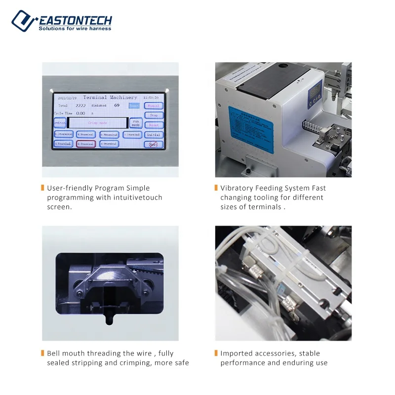 EW-5510 0.5-4mm2 semi-automatic loose pin wire stripping aviation terminal crimping machine with vibrating plate