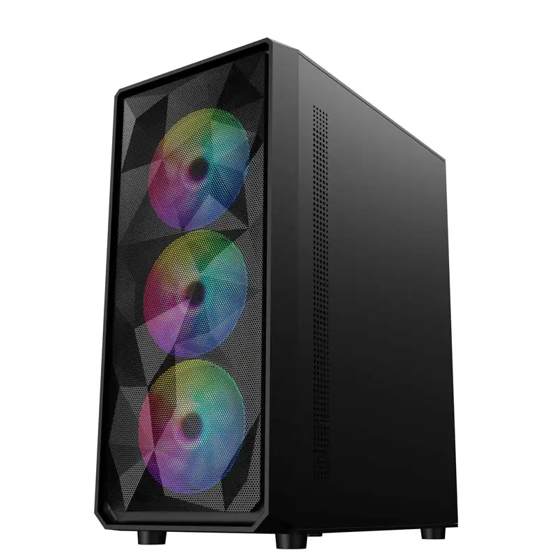 Оптовая продажа заводская цена T-305-L1 корпус ATX PC Mid Tower из закаленного стекла с вентиляторами RGB и новейшим сетчатым дизайном для любителей электронных видов спорта