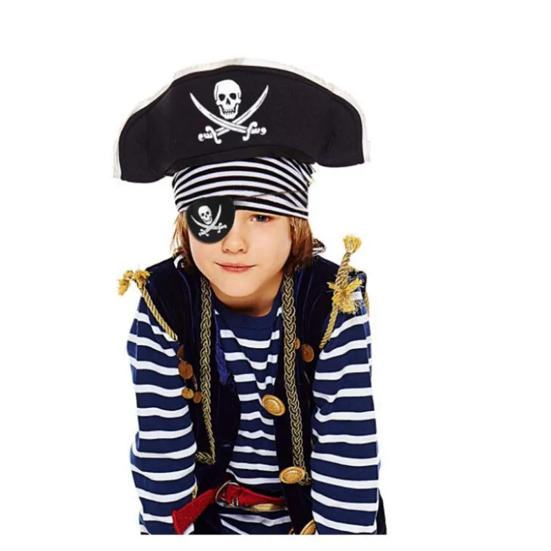 Anime Felt Pirate Eye Patches for Kids Theme Party One Eye Skeleton Captain Halloween Festival Pirate Masks