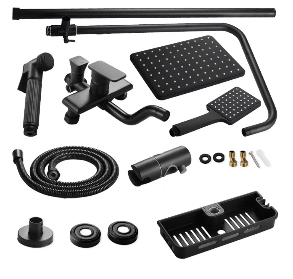 European style copper body bathroom black shower 4- function and 3-function.