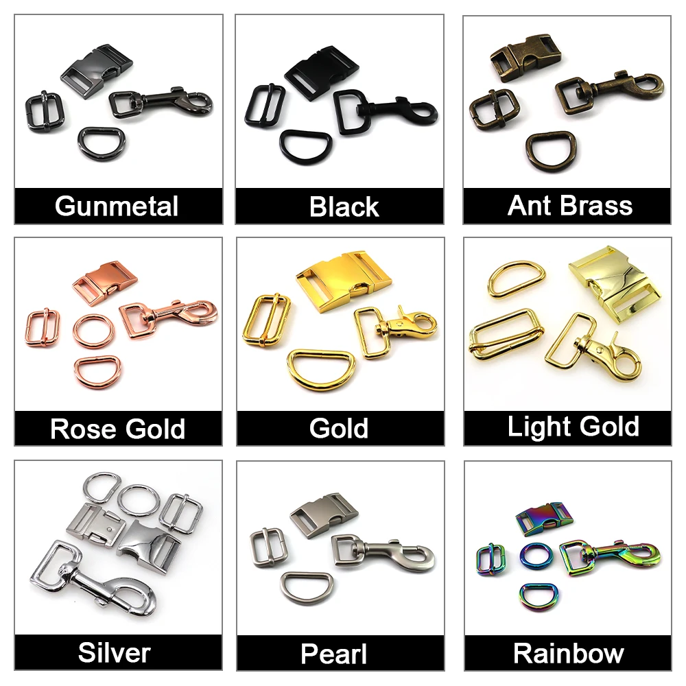 Custom Metal Snap Hook Pet Adjustable Buckle Dog Collar Snap Hook D Ring Side Release Buckle