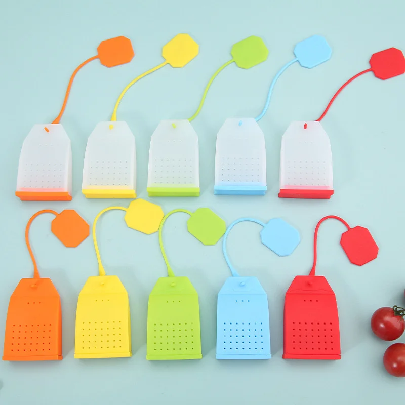 10 Pcs  Assorted Colors Reusable Silicone Tea Bags with Long Rope, Creative Premium Loose Leaf Tea Infuser Strainer for Tea Cups