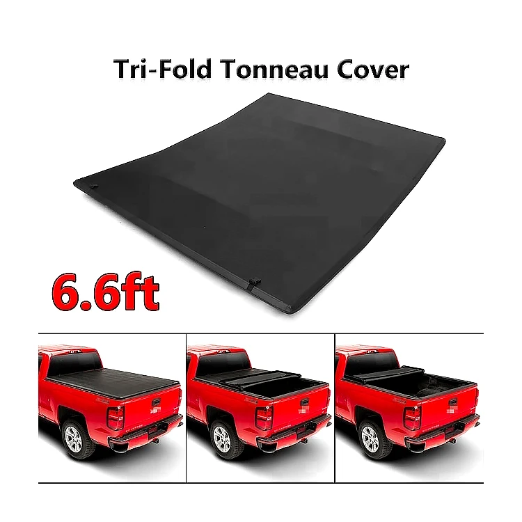 Durable Synthetic Leather Tri-Fold Soft Tonneau Cover for Toyota Hilux